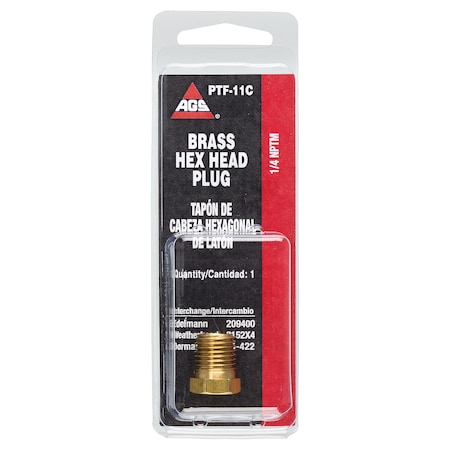 Brass Hex Plug, Male (1/4-18 NPT), 1/card
